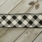 2 1/2" Wired Ribbon Off-White/Black Diagonal Buffalo Plaid 10 Yards